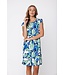 blue capped sleeve beachdress with ties aqua bloom