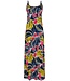 Pastunette Beach donkerblauwe lange strandjurk met spaghettibandjes tropical leaf