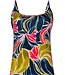 long dark blue spaghetti strap floral beachdress tropical leaf