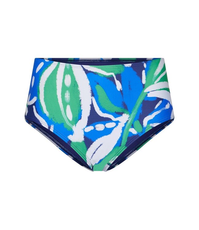 Blauwe bandeau tankini met soft cups en powernet Aqua Bloom