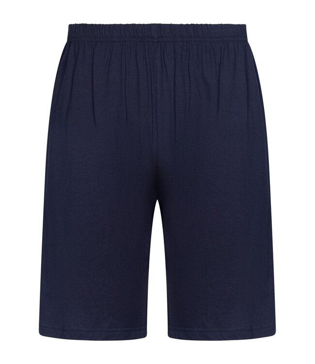 donkerblauwe katoenen heren shorty set met v-hals Groovy Stripes