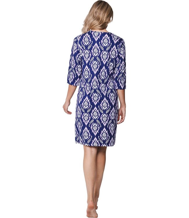 ladies cotton-modal 3/4 sleeve length nightdress floral jewel