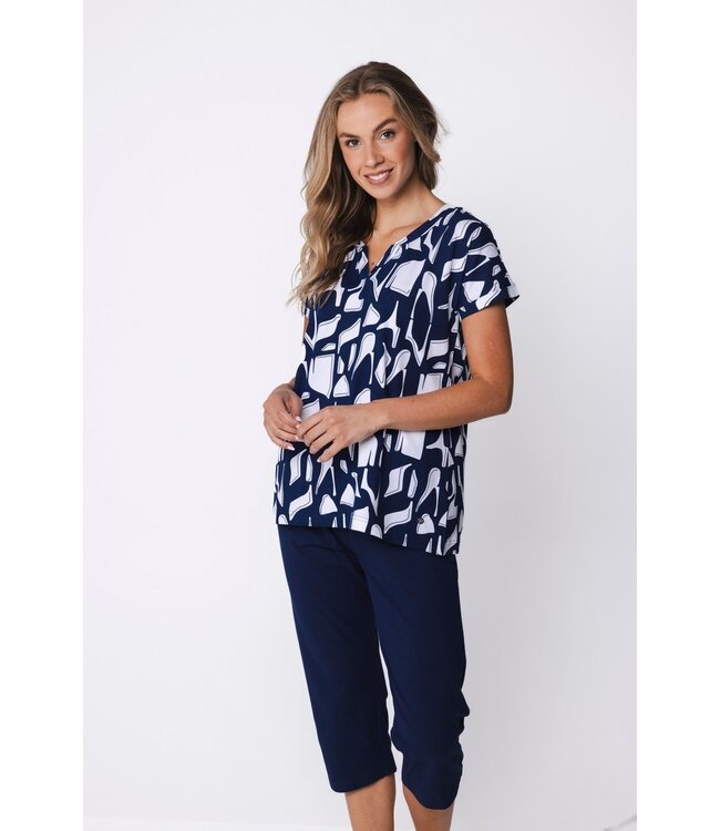 ladies short sleeve organic cotton pyjama graphic art