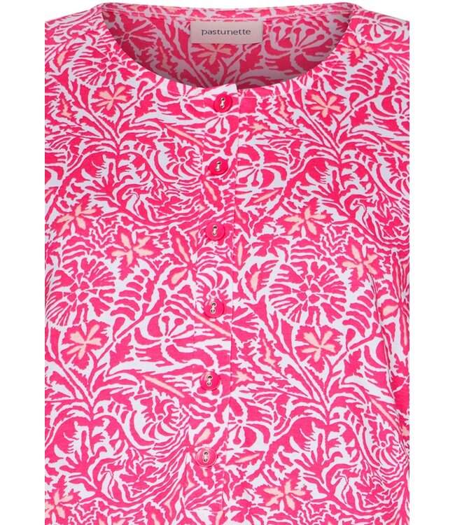 organic cotton short sleeve nightdress with buttons coral flowers