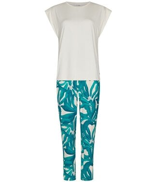 Pastunette Premium luxe viscose-elastaan dames pyjama met korte mouwen Sky Blue Dreams