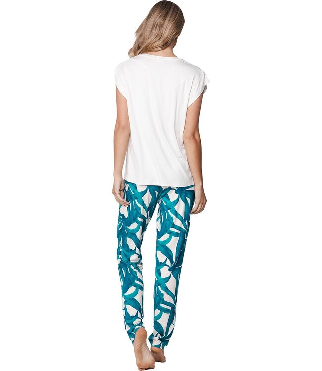 luxury viscose-elastane-mix short sleeve pyjama set sky blue dreams