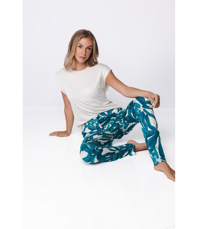 luxe viscose-elastaan dames pyjama met korte mouwen Sky Blue Dreams