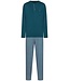 Robson groene bamboe heren pyjama met knopen en lange mouwen geometric link