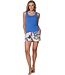 Rebelle ladies organic cotton sleeveless ribbeds shorty set tropical flower