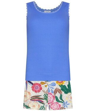 Rebelle ladies organic cotton sleeveless ribbeds shorty set tropical flower