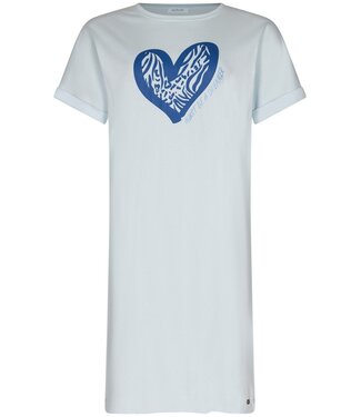 Rebelle lichtblauw biologisch katoenen dames nachthemd korte mouw true blue