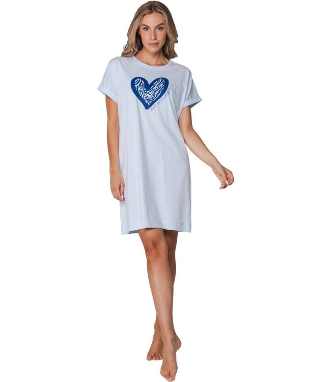 light blue organic cotton short sleeve nightdress true blue