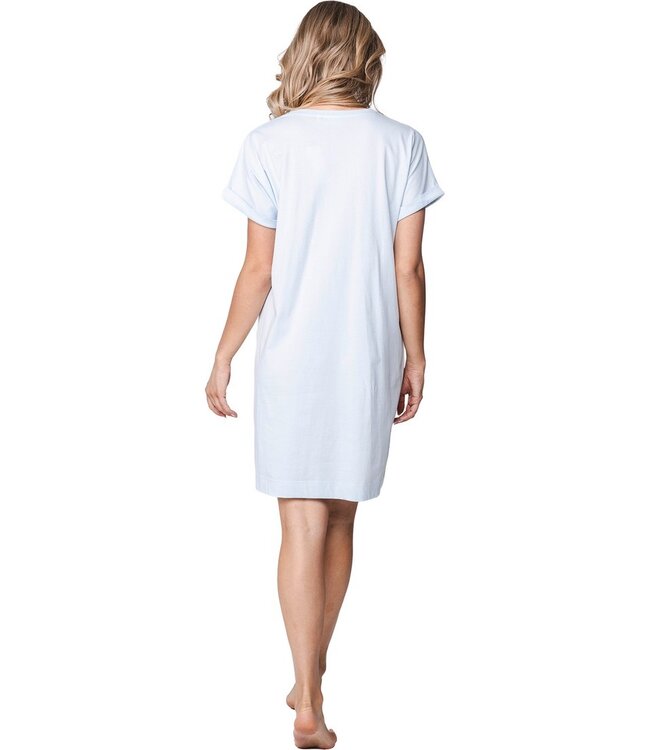 light blue organic cotton short sleeve nightdress true blue