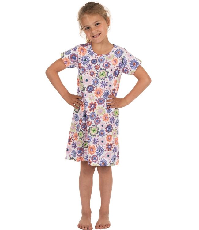 girls lilac short sleeve organic cotton nightdress fabulously flowerly