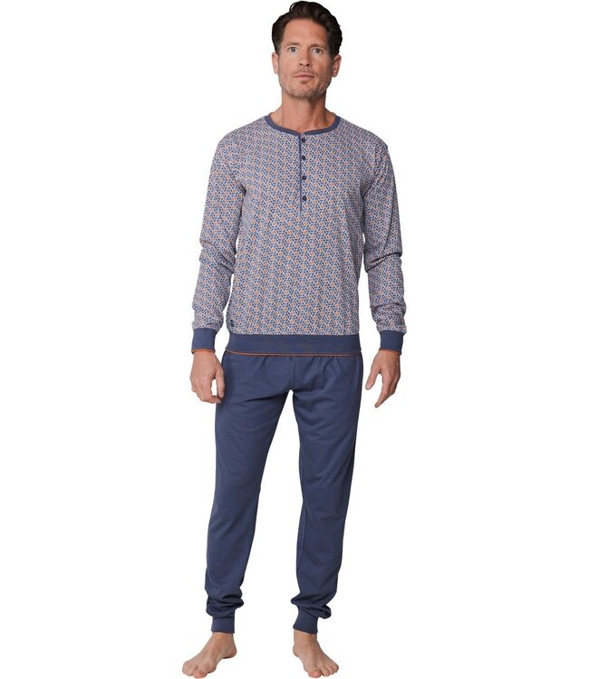 men's grey cotton-mix pyjama with cuffs and buttons mix it up