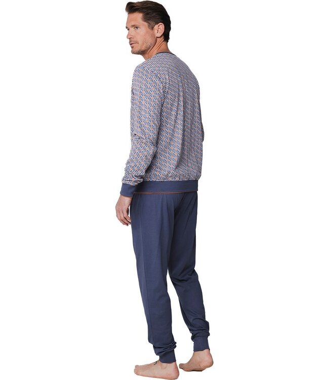 men's grey cotton-mix pyjama with cuffs and buttons mix it up