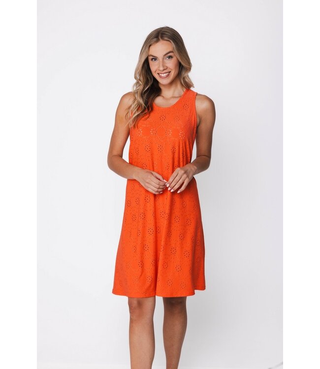 ladies bright orange pretty sleeveless beachdress summer flower