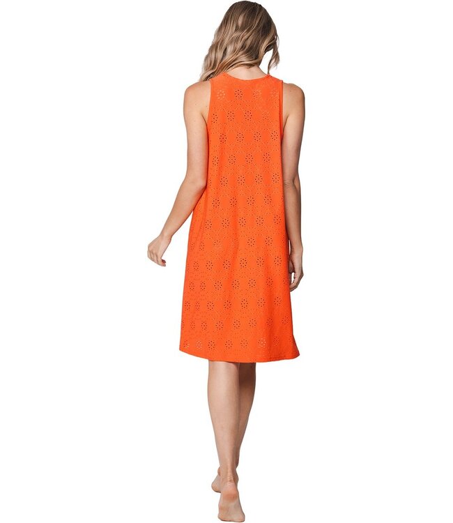 ladies bright orange pretty sleeveless beachdress summer flower