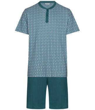 Pastunette for Men groene katoenen heren shortama met knopen Geometric Groove