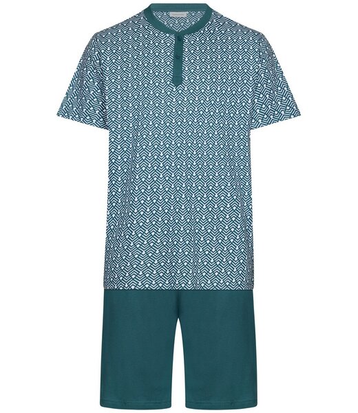 Pastunette for Men groene katoenen heren shortama met knopen Geometric Groove