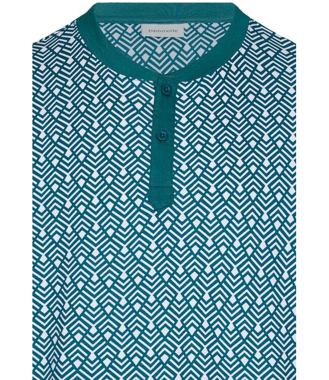 men's green cotton shorty set with buttons geometric groove