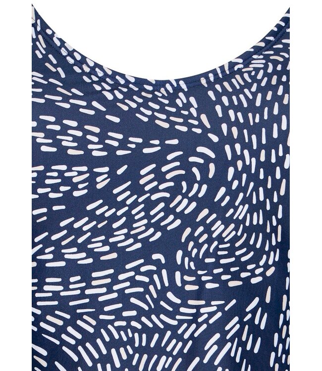 Donkerblauwe prothese tankini met soft cups en koordjes Leafy Ocean