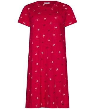 Rebelle ladies dark pink short sleeve organic cotton nightdress palm waves