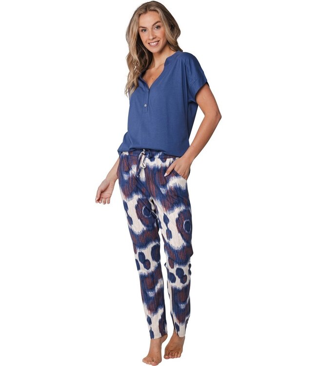blauw katoen-modal home-lounge dames pyjama set Arty Fashion