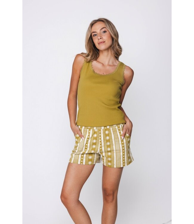 jade green sleeveless organic cotton shorty set dotty sunflower