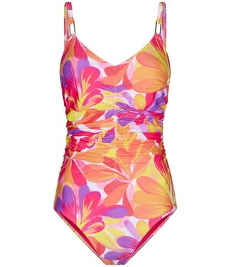 Pastunette Beach soft cup v neck powernet swimsuit with adjustable straps coral beach