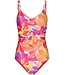 Badpak met soft cups, V-hals, powernet en verstelbare bandjes Coral Beach