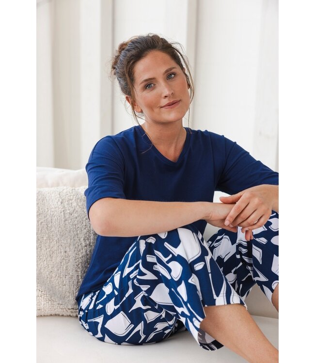 biologisch katoenen dames pyjama set korte mouw Graphic Art