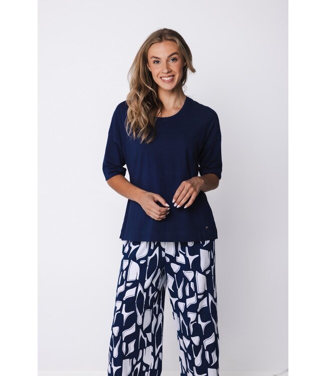 ladies short sleeve organic cotton pyjama set graphic art