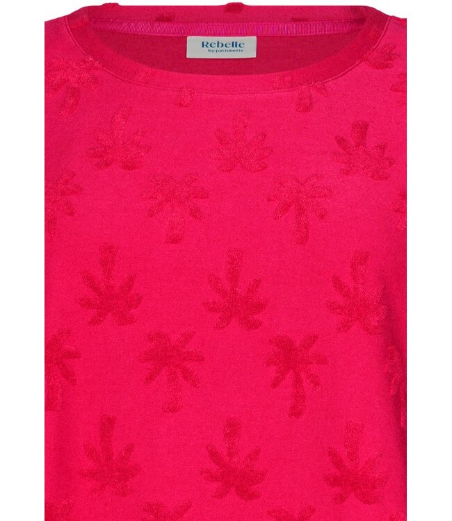 framboos roze embossed badstof strand set chic sporty palm