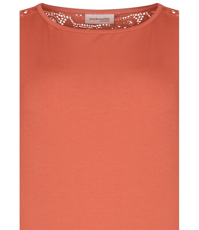 luxe oranje/bruin dames nachthemd met korte mouwen Floral Elegance