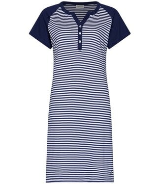 Pastunette organic cotton nightdress with buttons stripey marine blue