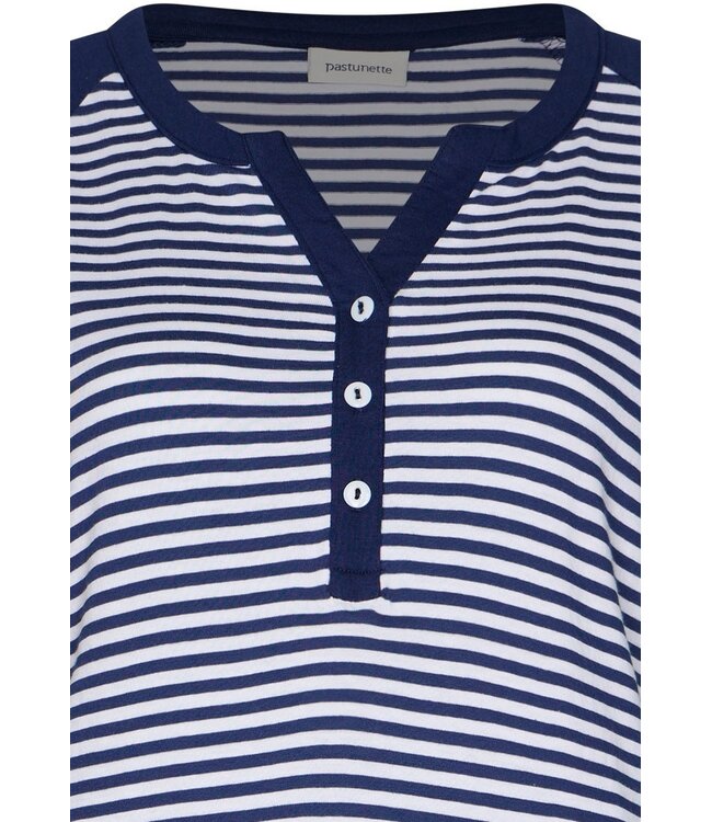 organic cotton nightdress with buttons stripey marine blue