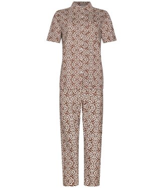 Pastunette ladies short sleeve organic cotton full button pyjama aztec flower