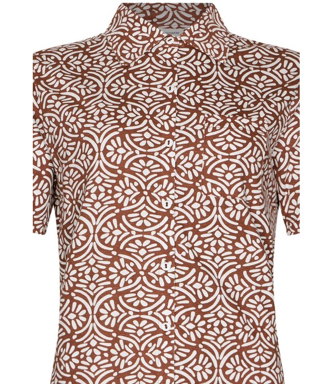 biologisch katoenen doorknoop dames pyjama korte mouw Aztec Flower