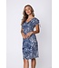 blue v neck capped sleeve beachdress ocean wave