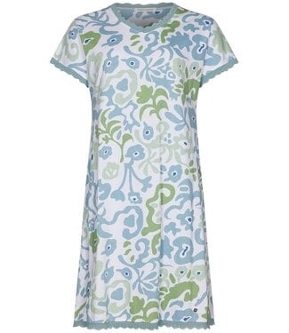 Pastunette ladies short sleeve organic cotton nightdress with lace floral art