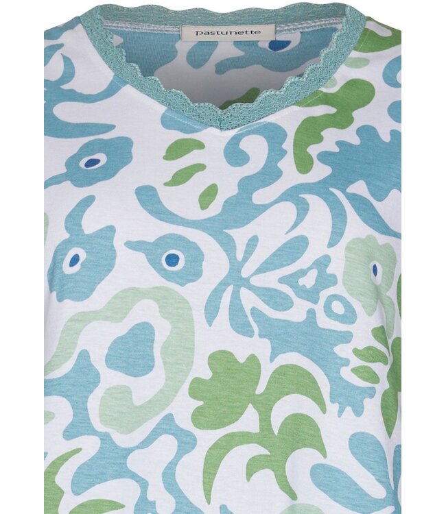 biologisch katoenen dames nachthemd korte mouw met kant Floral Art