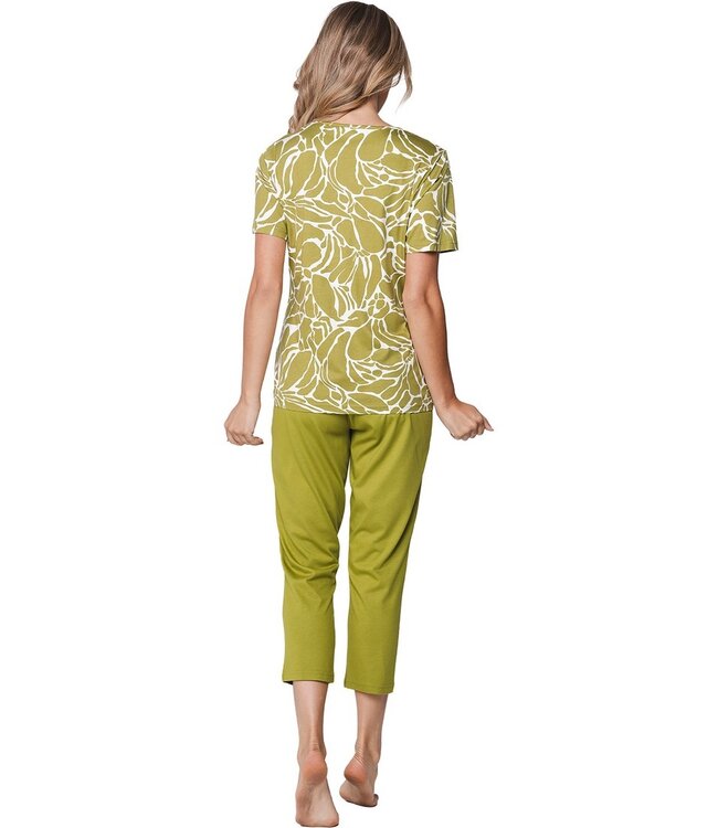 katoen-modal dames pyjama met korte mouwen Pretty Green Flower