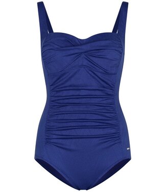 Pastunette Beach Donkerblauw badpak met soft cups, powernet en scallop Ocean Blue