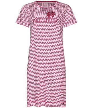 Rebelle gestreept biologisch katoenen dames nachthemd korte mouw palm waves