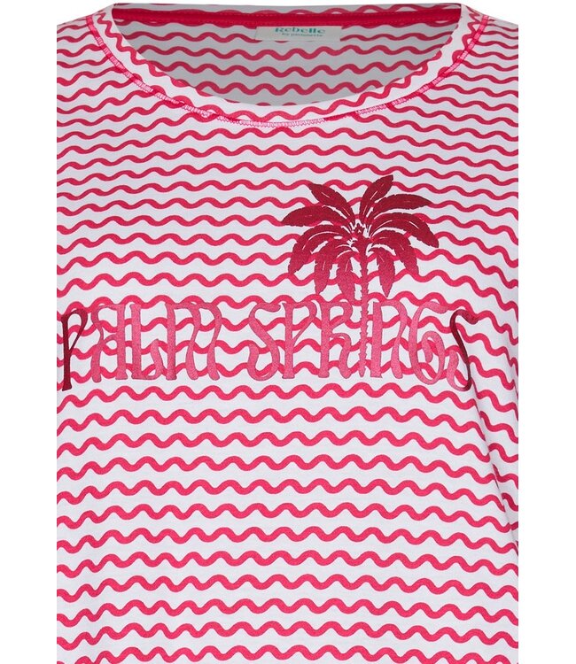 ladies short sleeve stripey organic cotton nightdress palm waves