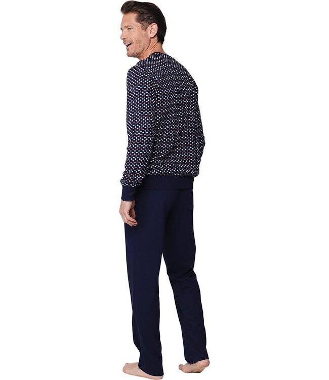 men's blue long sleeve cotton pyjama set groovy geometric