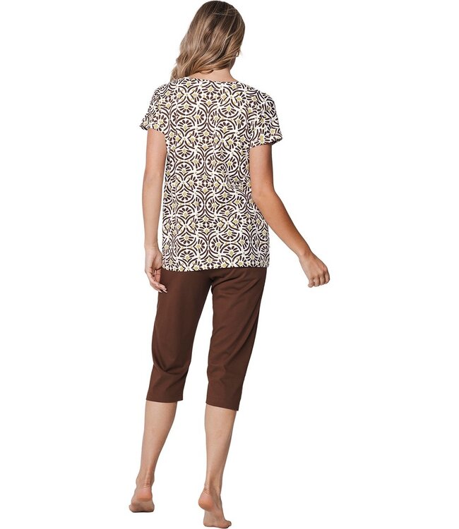 ladies short sleeve organic cotton pyjama set aztec flower