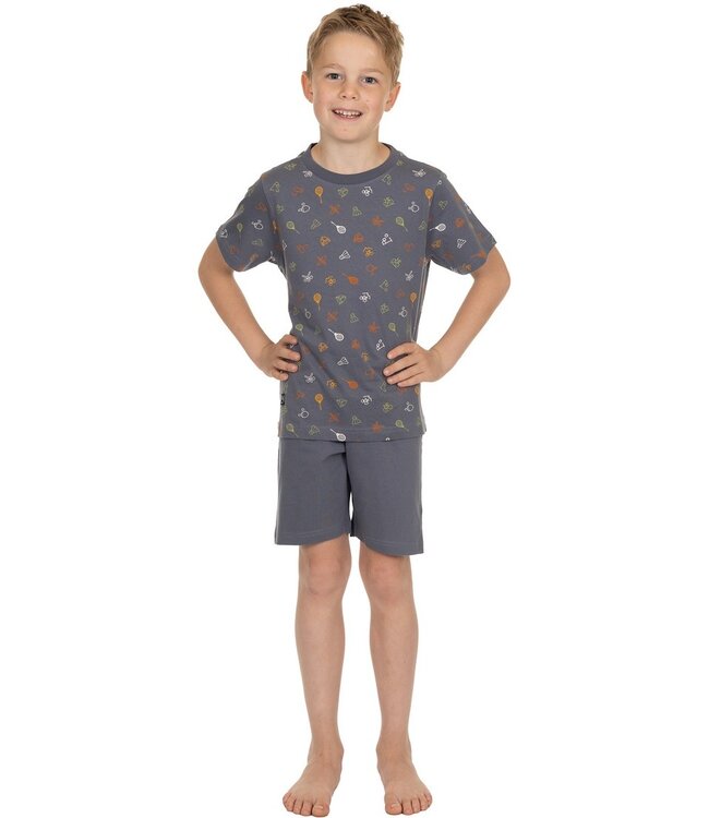 boys trendy grey cotton shorty set with round neck sport it up