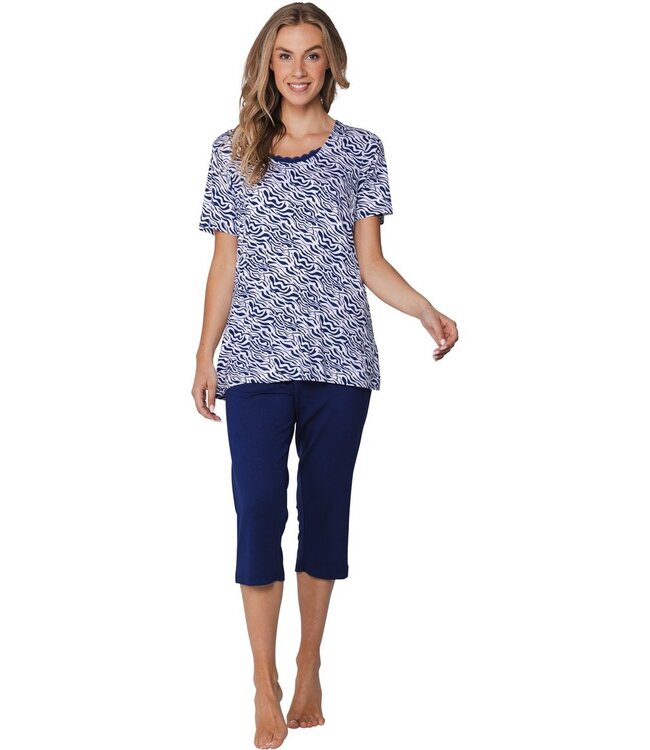 ladies short sleeve bamboo-elastane-mix pyjama bamboo waves